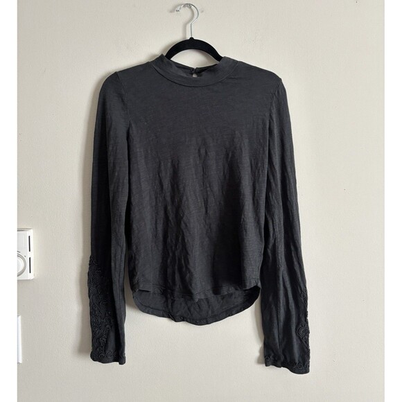 We The Free Tops - Free People We The Free Sz Sm Hooked On You Studded‎ Embroidered Mock Neck Top